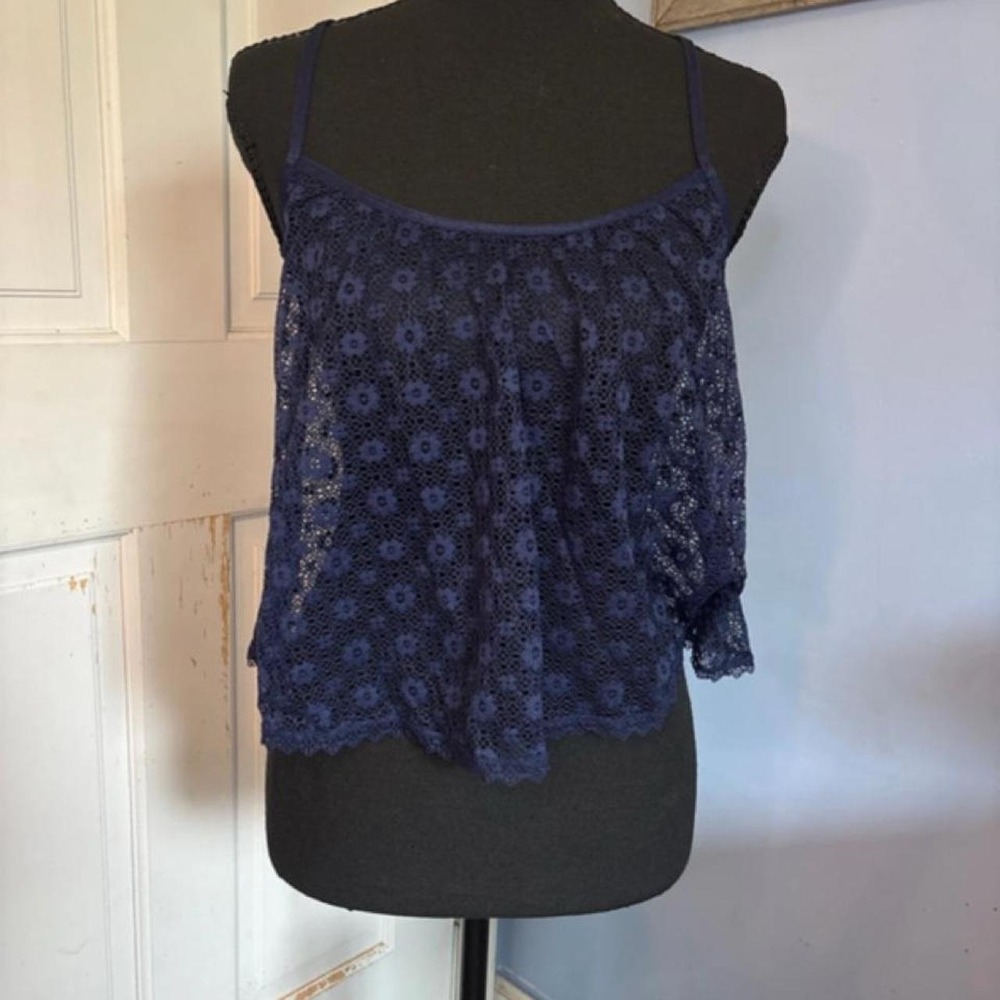 Y2K Victoria's Secret blue tank top crop floral layering summer vacation beach